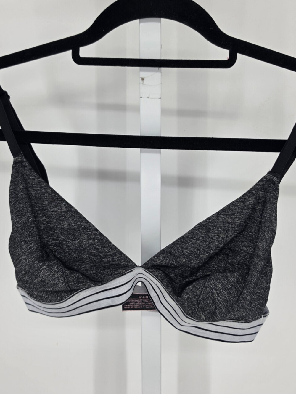 Victorias Secret Womens Sz M Triangle Bralette Unlined Bra Gray Black